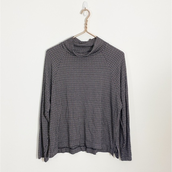 Lou &‎ Grey Loft Herringbone Mock Neck Knit Long Sleeve Shirt Top Brown Black - Picture 1 of 9